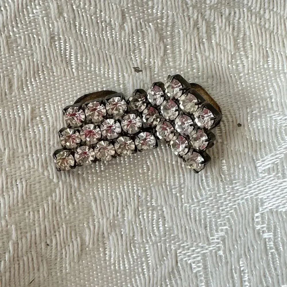 Lot of 6 Rhinestone Shoe Clips Vintage Silver Rectangular, Dangling 3 Pairs ￼